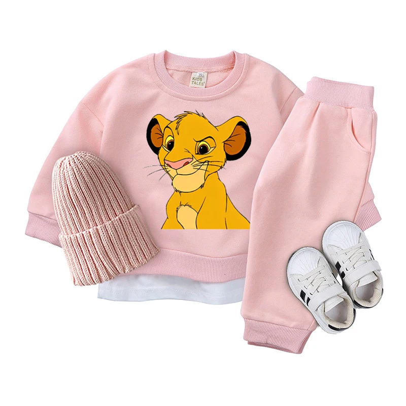 0-5 Years Kids Clothes Sets Baby Boys Girls Cartoon Lion King Print O-Neck Sweatshirt+Pants 2pcs Suits Toddler Tracksuits