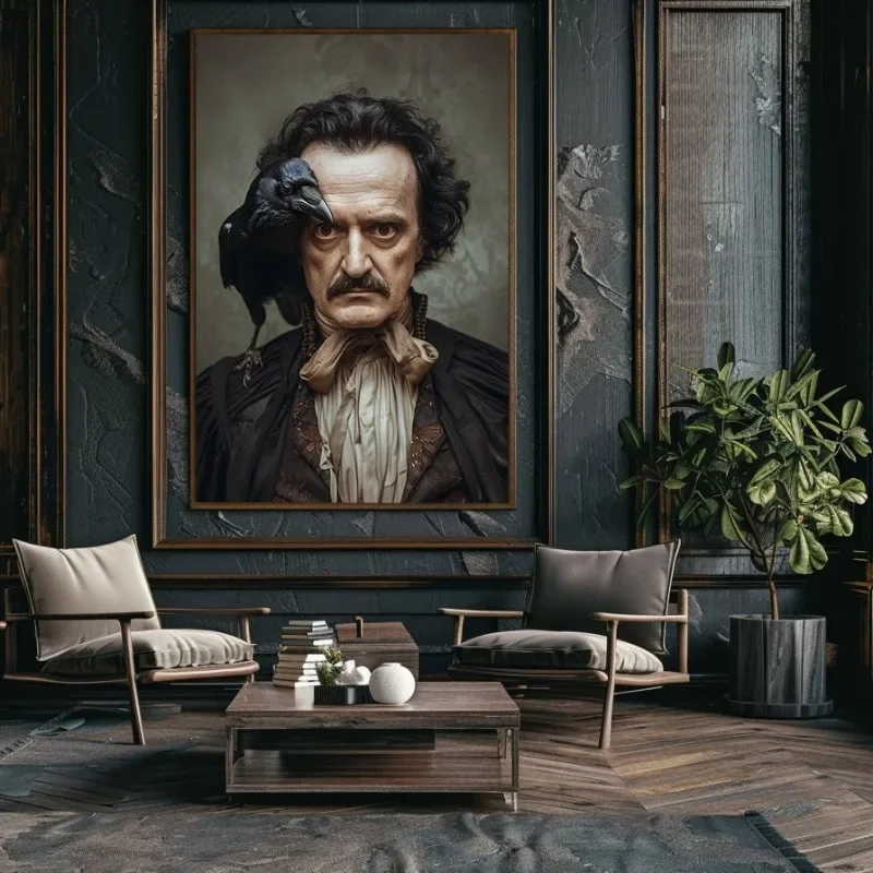 Edgar Allan Poe Poster Gothic Styles Victorian Raven Dark Academy Canvas Painting Retro Library Wall Art Living Room Home Decor
