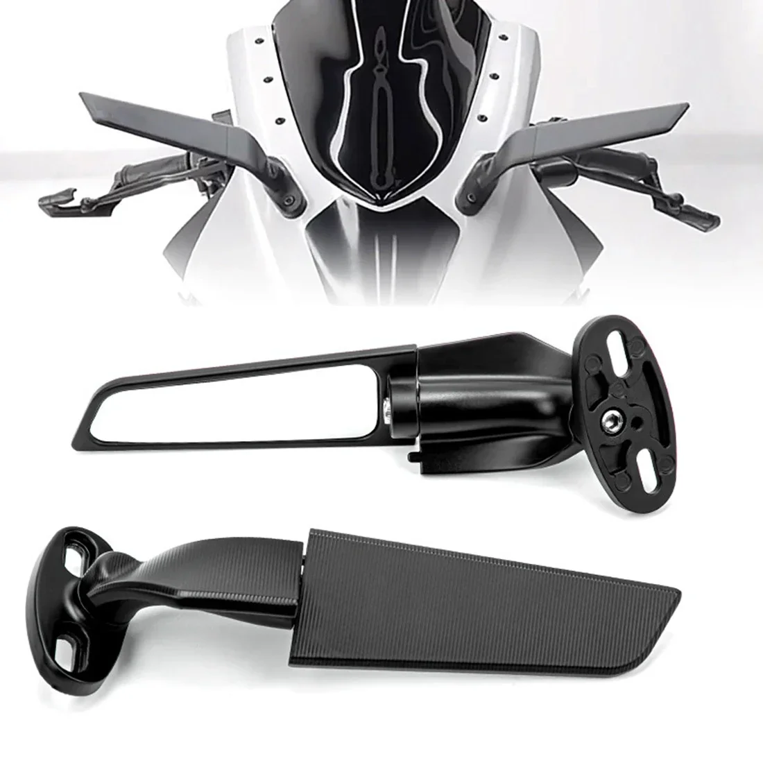 Adjustable Rotating Racing Motorcycle Side Mirrors Universal Modified Parts R3 R25 R15 V3 Aluminium Spoilers Wind Wing Rearview