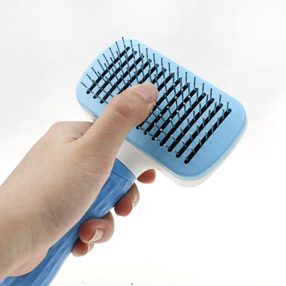 Detangling Pet Brush Professional Self-cleaning Slicker Brush for Cats Dogs Easy Hair Removal Button Fur Loss Prevention Tool