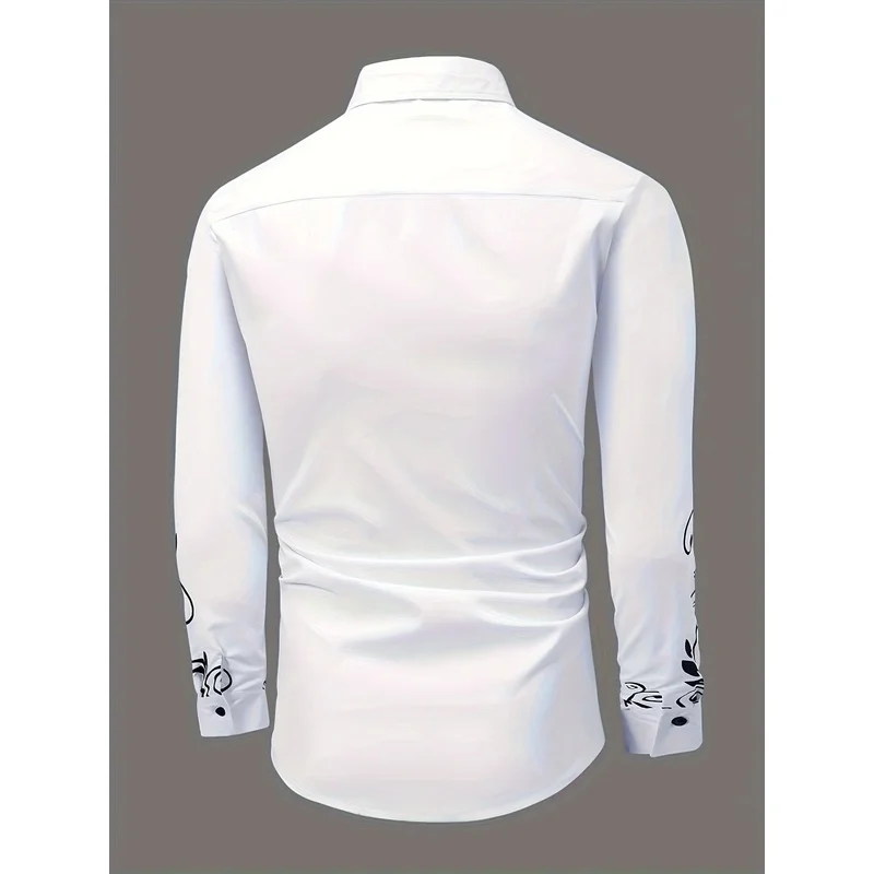 Men's 3D Digital Print Botanical Shirt Long Sleeve Button Down Casual Turn Down Collar Plant Pattern Commute Wear Top
