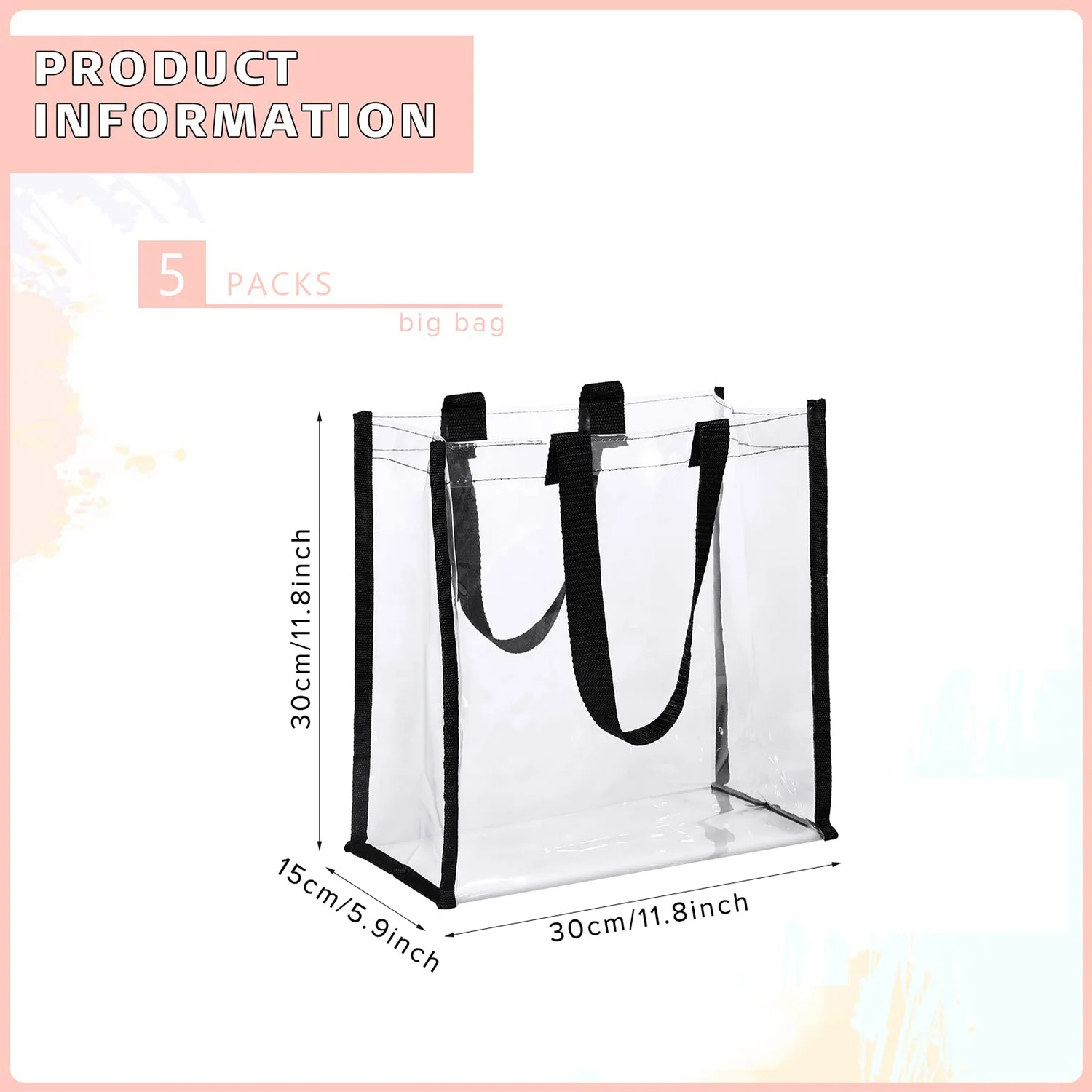 Transparent Bag Women Bag Luxury Handbag Fashion PVC Clear Bag High Quality Handbags Gift Tote Packaging Bags with Hand Loop