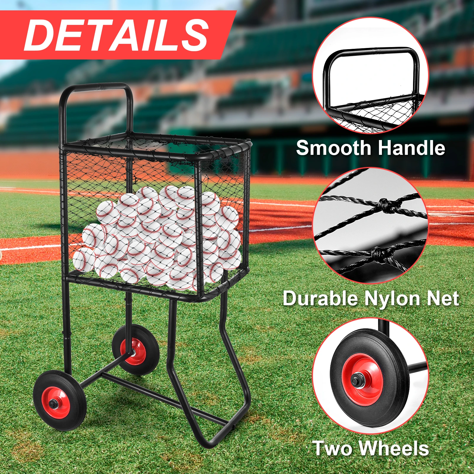 

Trigon Sports Ball Locker with Wheels, Rolling Sports Balls Cart, Baseball Storage Rack for Gym, School and Club, Black, 24.8'' W x 25'' L x 45'' H