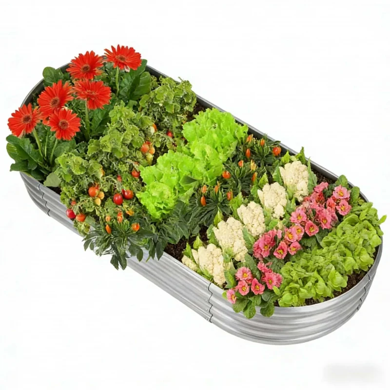 Oval Galvanized Steel Planting Box Multi-Specification Outdoor Large Planting Tank Combined Vegetable Planting Pot Multi-Color G
