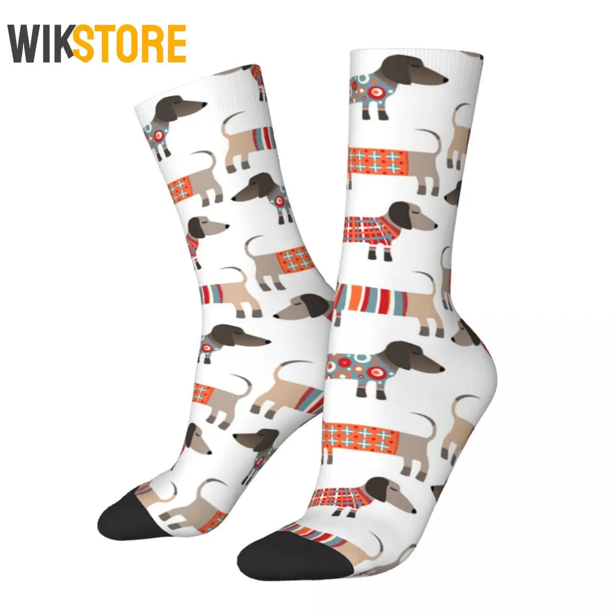 Fashion Dachshund Sausage Dog Football Socks Crew Socks for Unisex Breathable Cute Sock