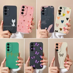 For Samsung S24 FE Case Love Heart Liquid Silicone Phone Cover For Samsung S 24 S24FE Funda Camera Protection Shockproof Bumper