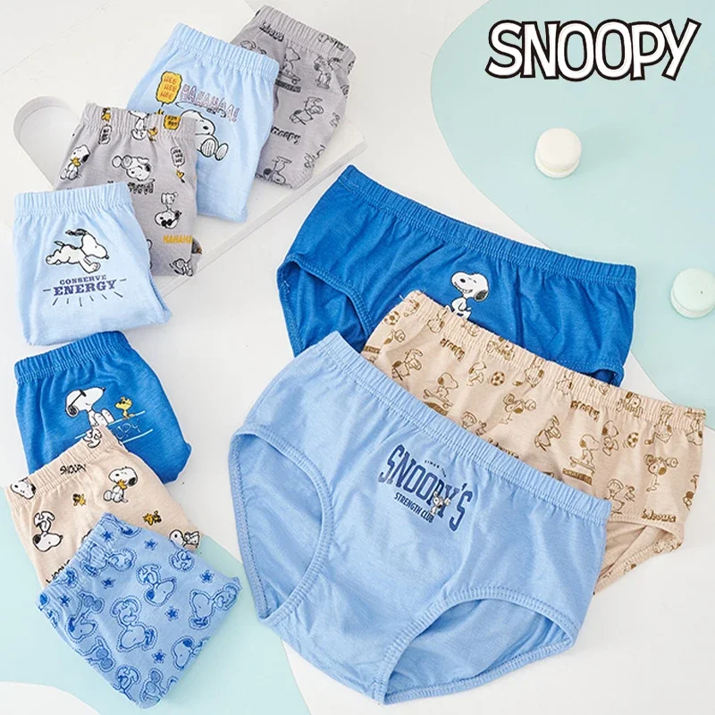 10pcs Snoopy Boys Underwear Anime Kids Cotton Underpants Breathable Soft Panties Cartoon Briefs for Infant Underpant 3 -10 Years