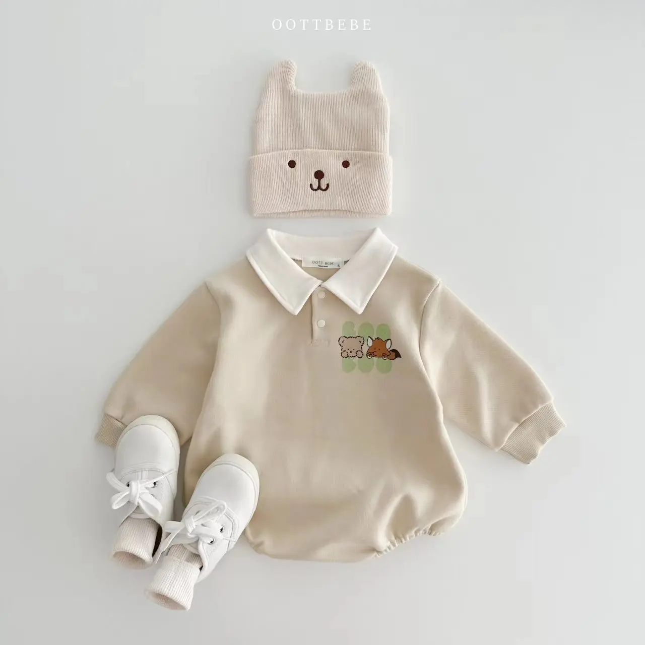 New Arrival Baby Boys Long Sleeve Cartoon Romper Turn-Down Collar  Infant Kids Jumpsuits Toddler Bodysuits Pure Cotton 0-3Y