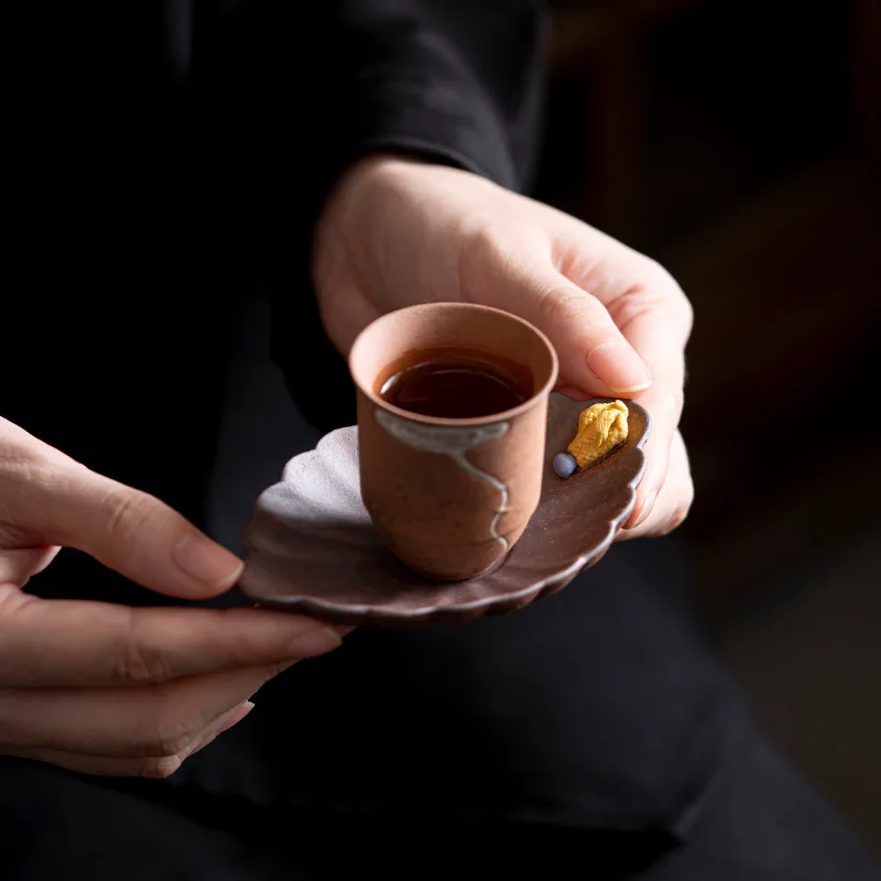 Old Rock Clay Coaster Buddha Hand Heat Resistant Insulation Pad Household Ceramic Kung Fu Tea Set Handmade Tea Mat Cup Holder