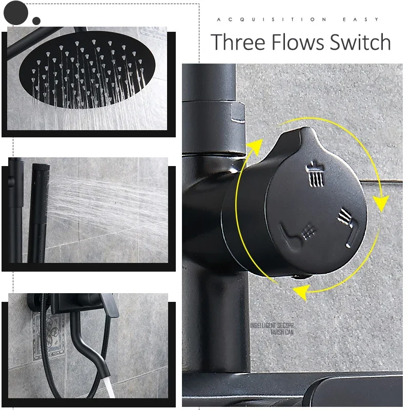 Vidric Vidric Black ORB Thermostatic Shower Faucets Set Rain Shower Commodity Shelf Dual Function Spray 3 Way Mixer Tap Bath Sho