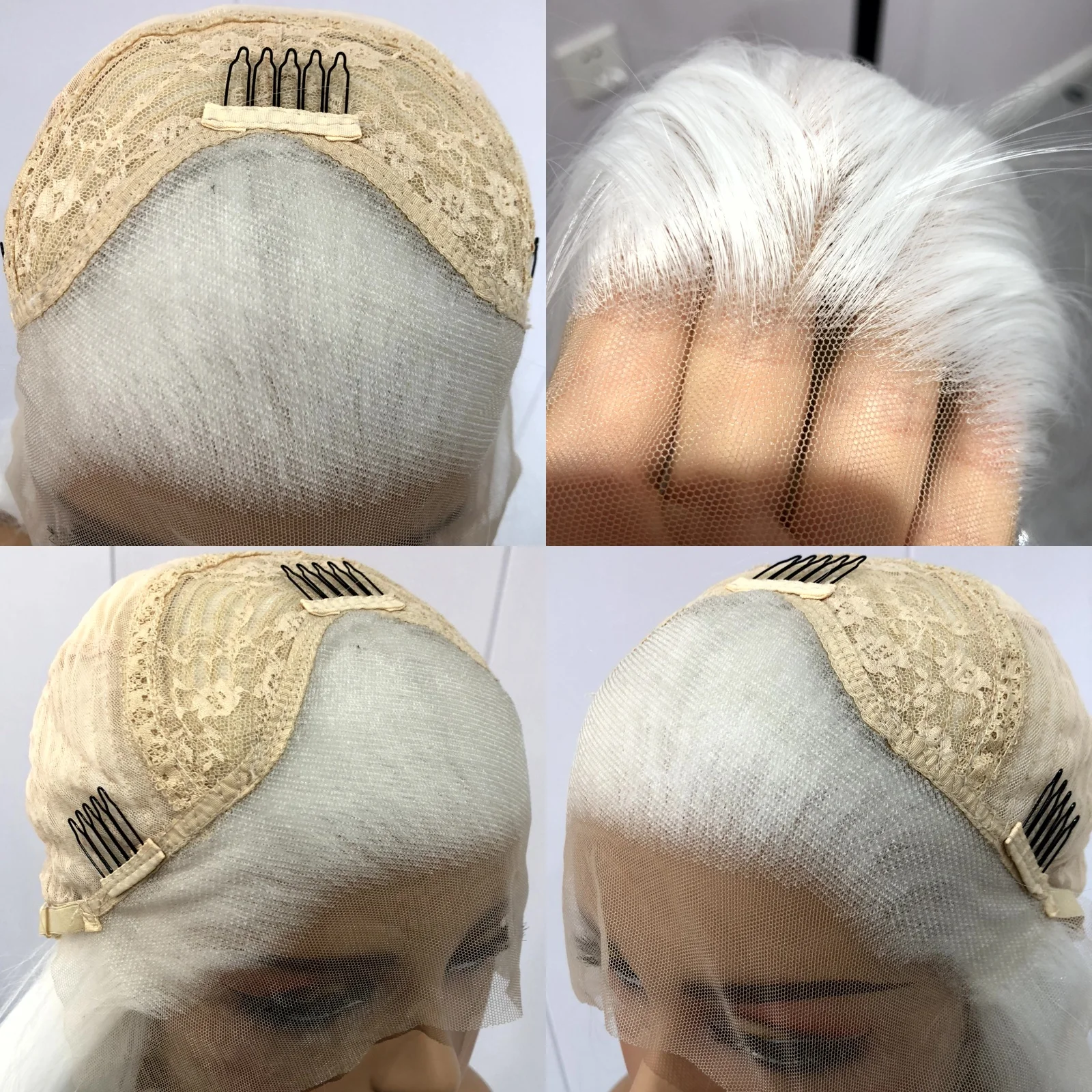 13X4 White Curly Wig Synthetic Lace Front Wig Natural Long White Blonde Colored Hair Lace Frontal Wigs for Women Party Cosplay