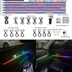 Universal Decoration Ambient Lights 14 in 1 18 in 1 64 Color RGB Symphony Car Atmosphere Interior LED Acrylic Guide Fiber Optic
