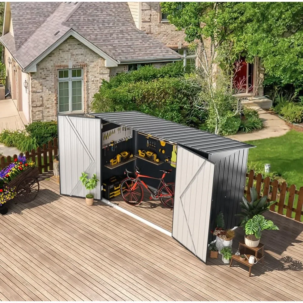

7x3 Lean to Shed, 3x7 Outdoor Bike Sheds & Outdoor Storage Clearance, Small Lean to Metal Storage Shed, Outdoor Storage Cabinet