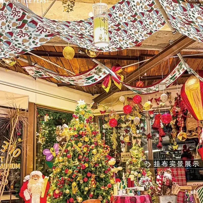 VIKAMA Ceiling Decoration Canopy Hanging Fabric Christmas Santa Claus Shop Restaurant Bar Cafe Home Decor