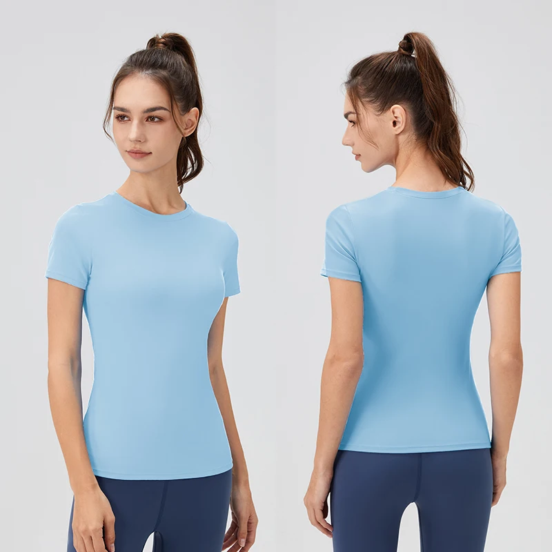 2024 Women Sports Shirt Tight Yoga top Quick Dry Gym Top Outdoor Short Sleeve  Running Sportswear Women T-shirts