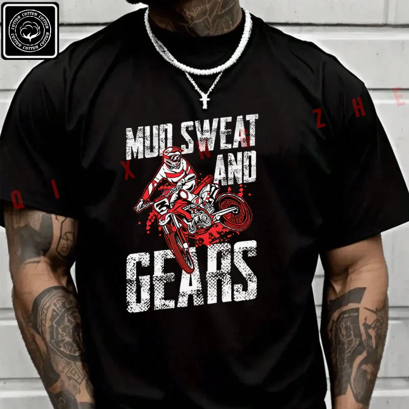 

Mud Sweat And Gears Moto T Shirt Men's Cotton Casual Fashion Short Sleeved Round Neck T-shirt Tee