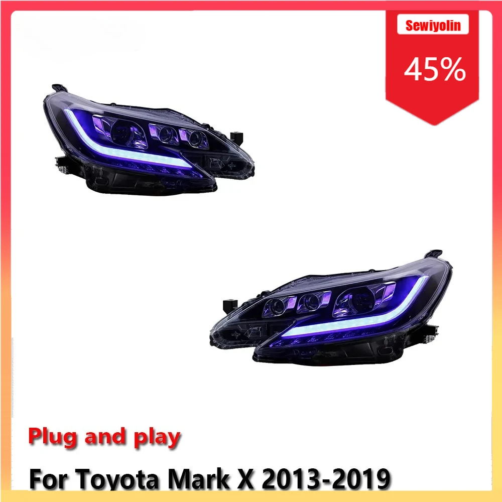 

Автомобильные светодиодные фары, автомобильные детали для Toyota Mark X 2013-2019, противотуманные DRL, стоп-сигнал, указатель поворота, Plug and Play