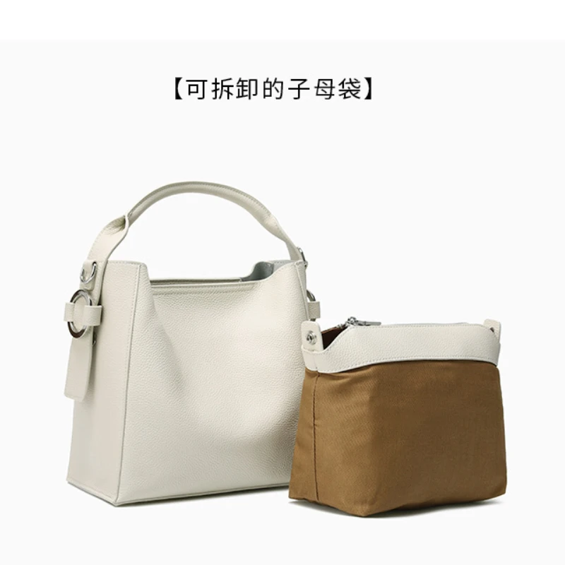 2024 New Women\'s High Quality Shoulder Handbag Real Cow Leather, Versatile Simple and Fashionable Crossbody Bucket Bag for Girls