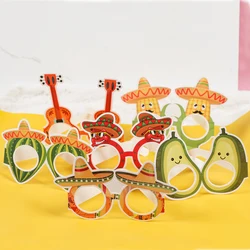 6Pcs/Set Mexican Theme Paper Glasses Avocado TACO Fiesta Party Eyeglasses Cinco De Mayo Birthday Photo Props Party Decoration