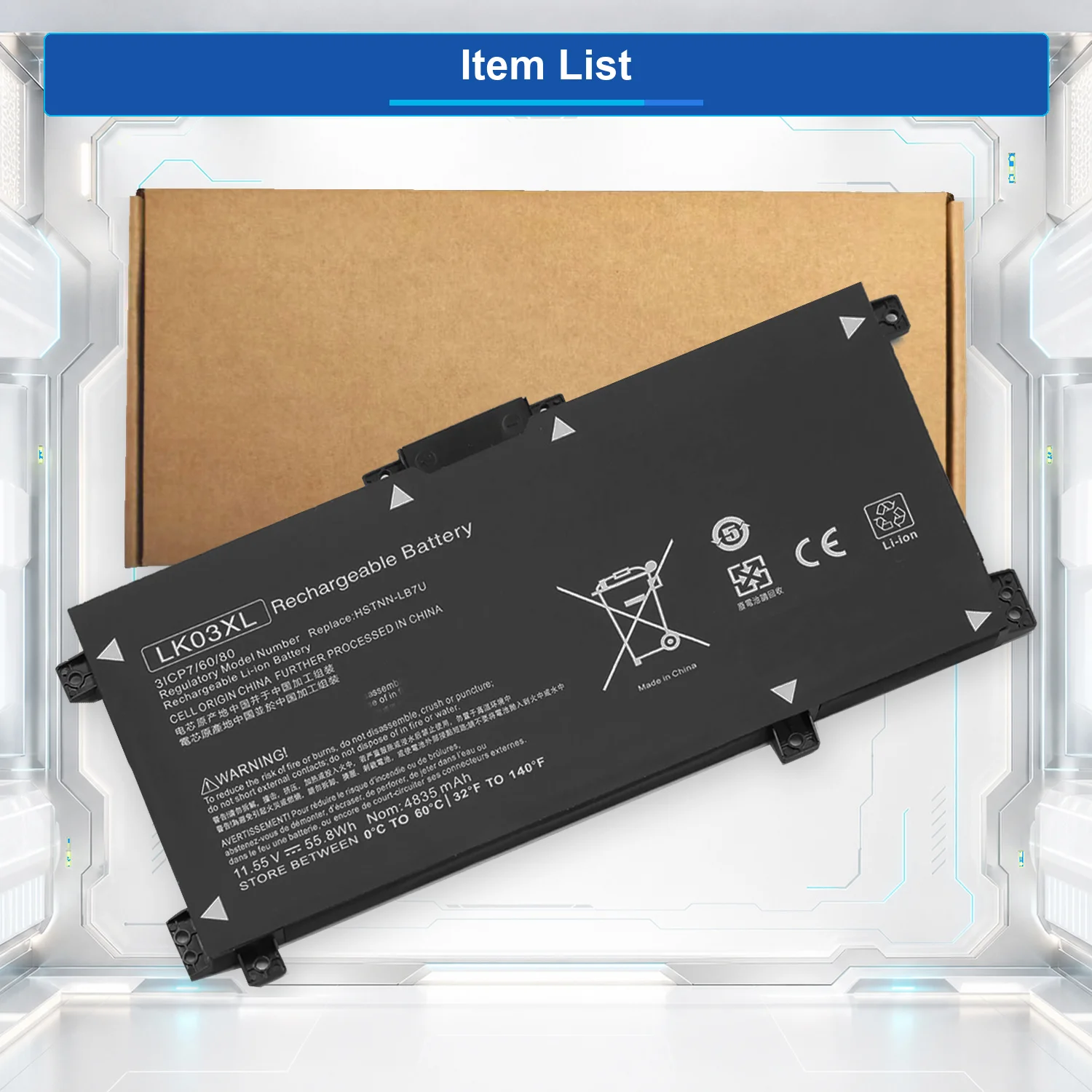 LK03XL 55.8Wh 11.55V Laptop Battery For HP Envy X360 15-BP 15M-BP 15-BQ 15M-BQ 15M-CP 15M-CN 17-AE 17M-AE 17-BW Series