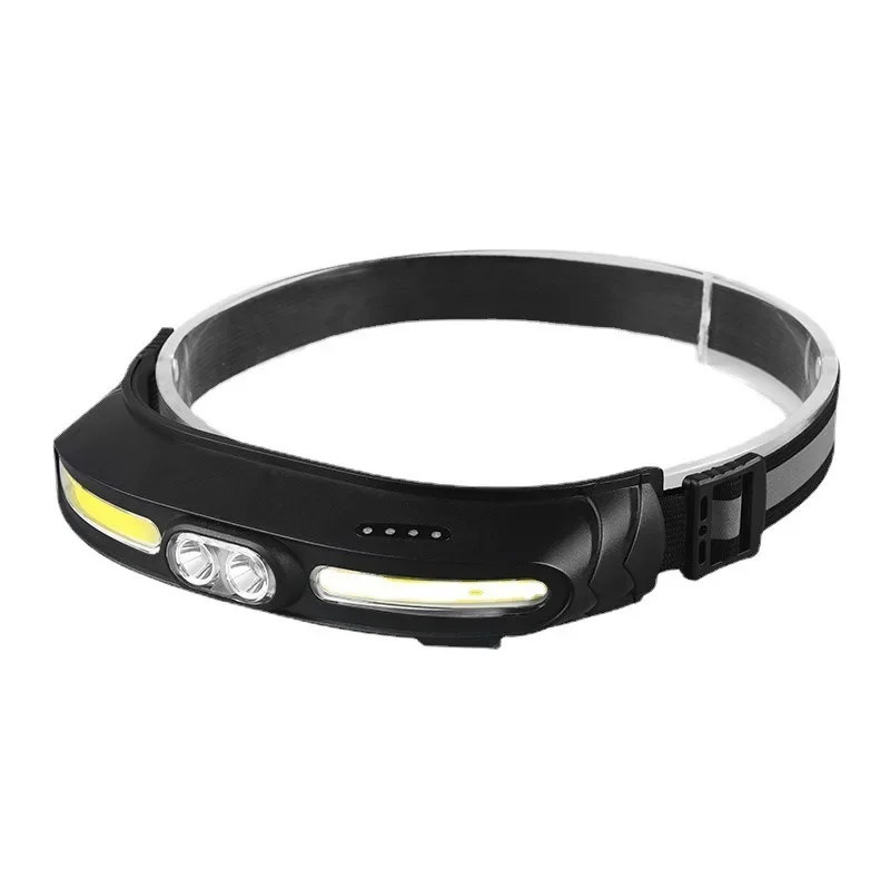 Faro LED COB impermeable, linterna de cabeza potente, recargable por USB, linterna de pesca para acampar, amplio rango de iluminación