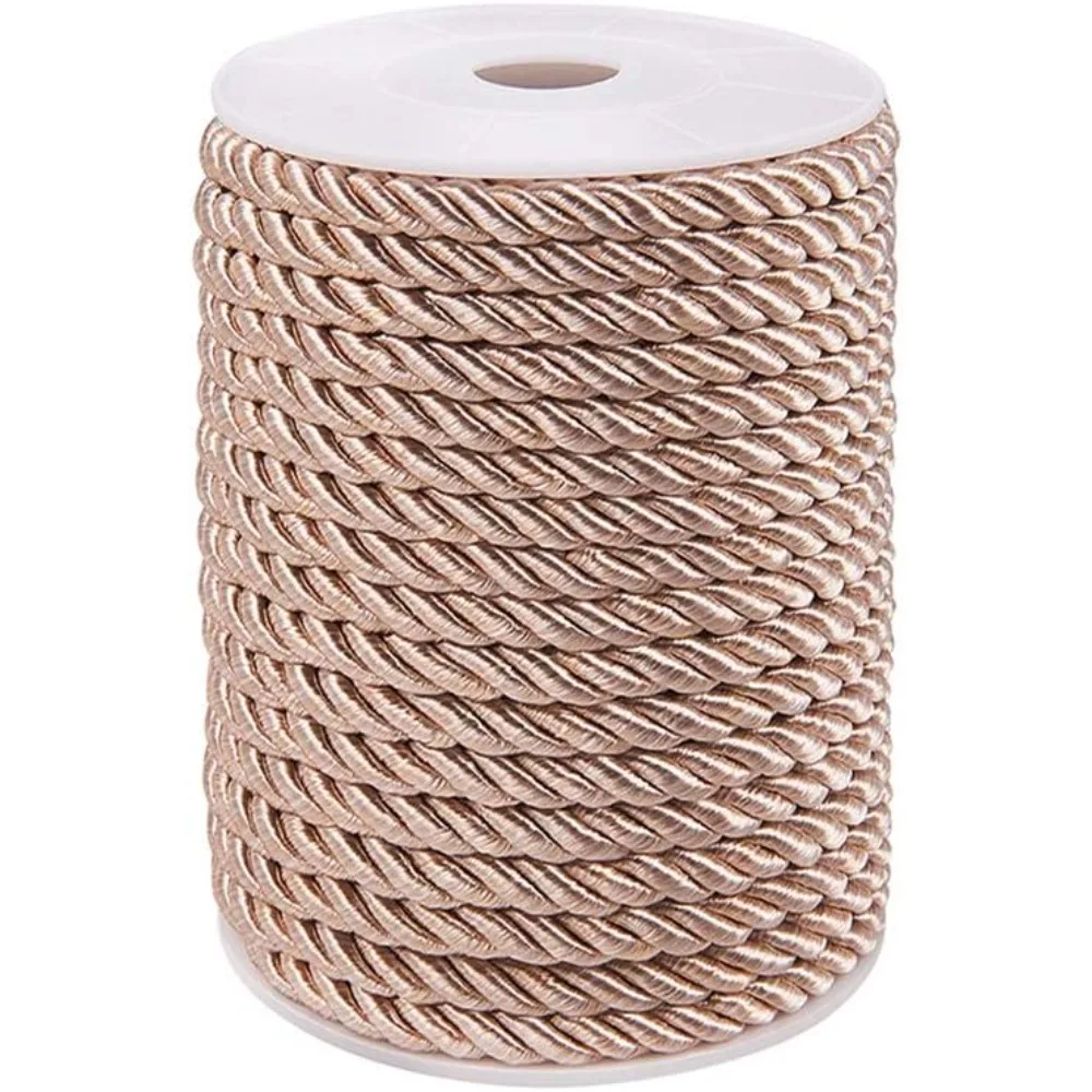 

50 Feet Twisted Cord Rope Craft Nylon Rope 5mm 3 Strand Multipurpose Utility Cord Trim Choker Thread for Jewelry Making Knot