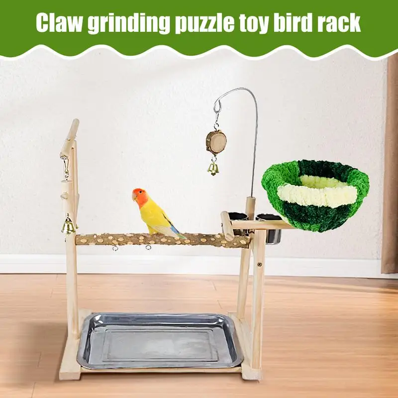 

Parrot Exercise Stand Natural Wooden Bird Activity Stand Wooden Parrot Playground Stand Wooden Standing Pole Bird Stand