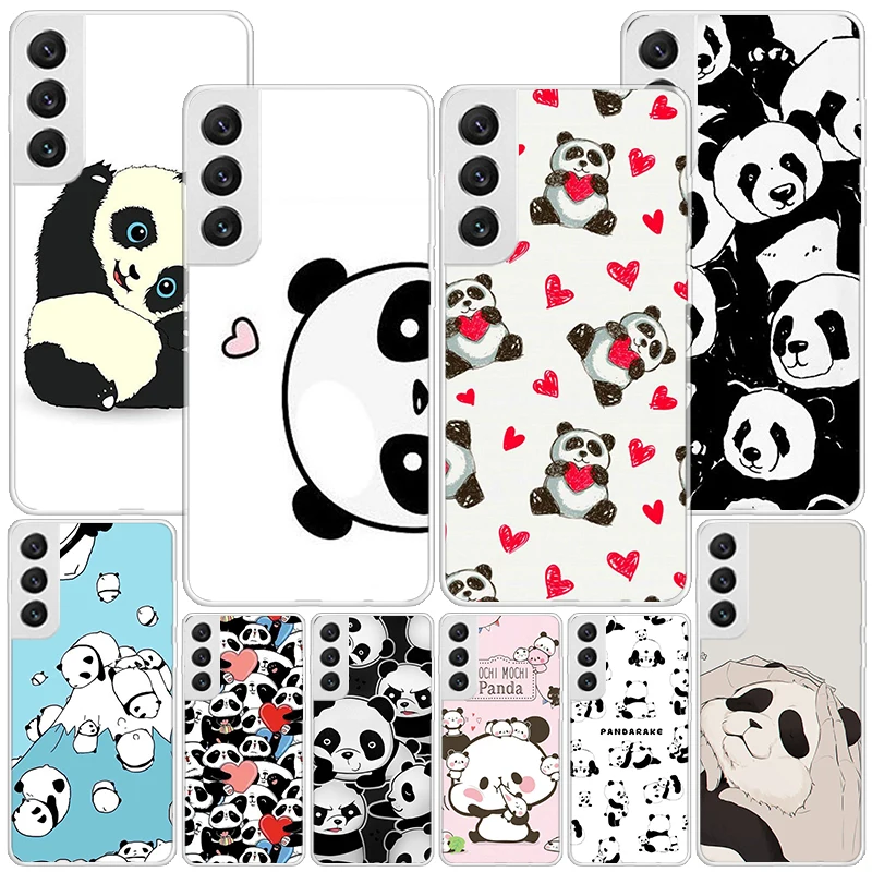 Cartoon Cute Panda Bear Phnoe Case for Samsung Galaxy S23 S24 Ultra S22 Plus S21 S20 FE S10E S10 S9 S8 + Unique Cover Coque