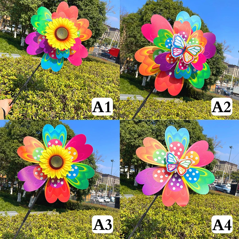 1Pc Sunflower/Butterfly Windmill Pinwheel Colorful Sequins Windmill Carry Camping Picnic Home Garden Decoration