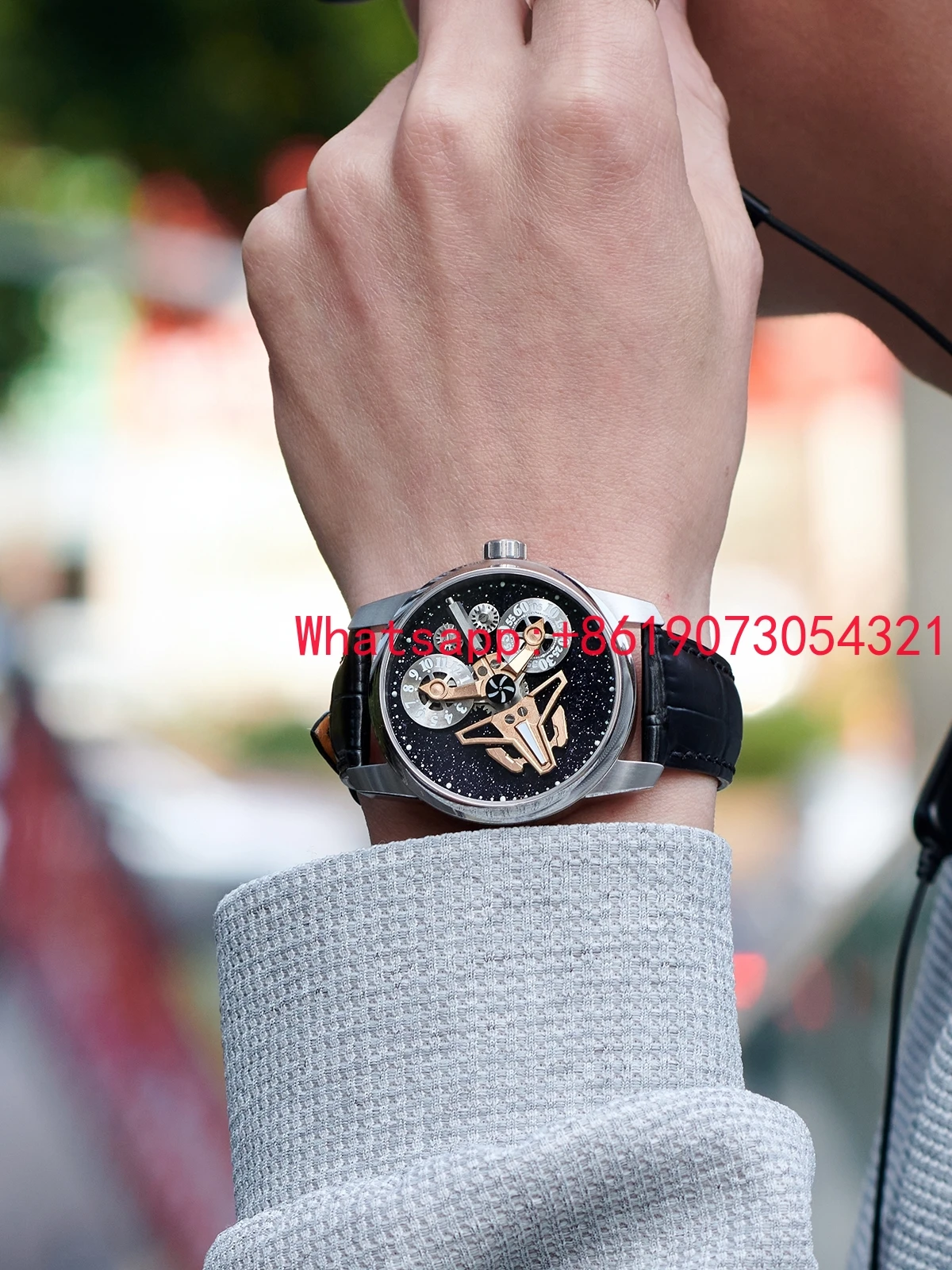 

3WW индивидуальные невидимые боевые суперсветящиеся креативные автоматические механические часы мужские повседневные кожаные ремешки