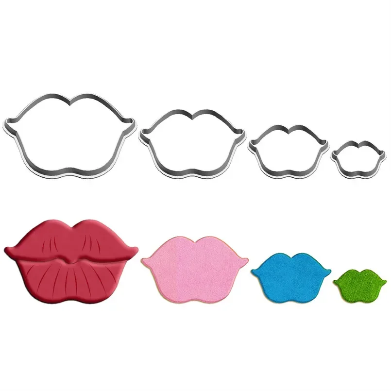 Four Specifications Cartoon Character Characteristics,Big Red Lips,Plastic Mold,Cake Fondant Tool,Cookie Sushi and Fruits Cutter