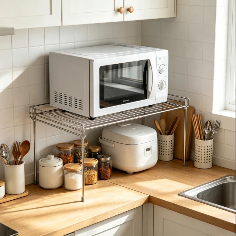 New Stainless Steel Kitchen Oven Rack Multi-layer Seasoning Storage Holders Kitchen Organizer Shelf Seasoning Cookware Organizer