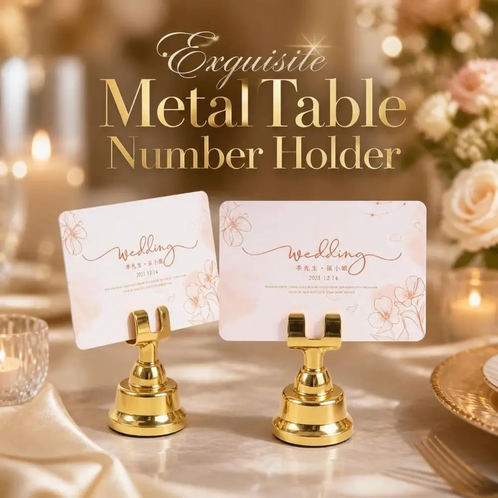 Modern Metallic Table Number Holder Stable Mini Place Card Holder U‑shaped Reusable Menu Card Stand Wedding Banquet