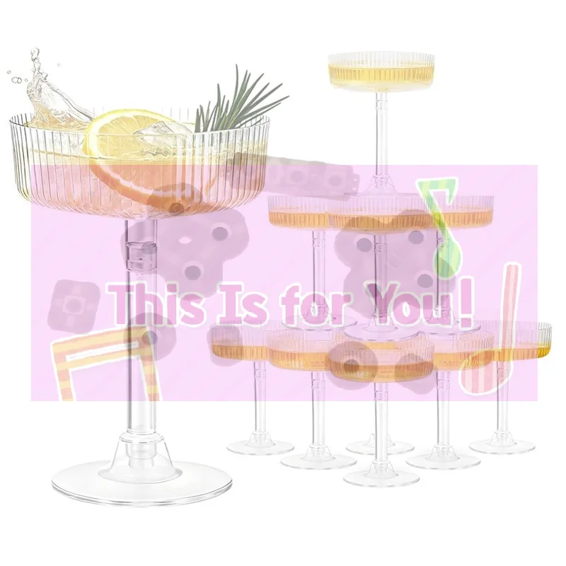 【MA】10Pcs Plastic Martini Glasses Dessert Cup Clear Toasting Flutes For Weddings Celebrations Home Bar Usage