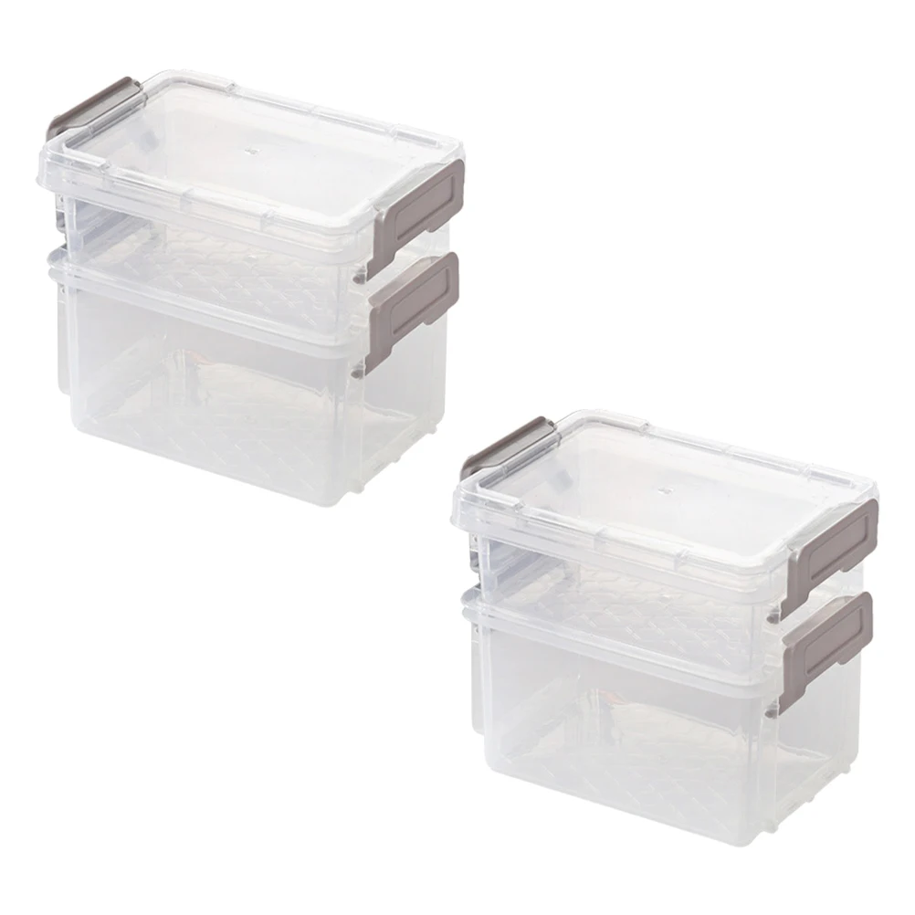 

4 Pcs Storage Box Jewelry Desk Organizer Desktop Clear Stackable Bins with Lids