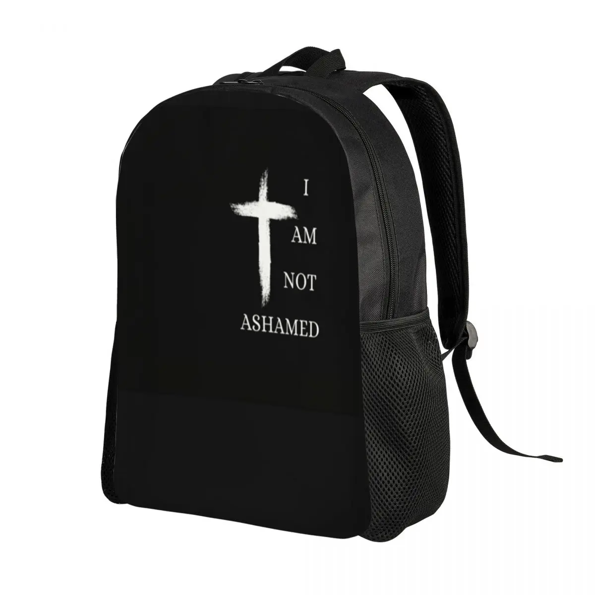 Customized I Am Not Ashamed Cross Laptop Backpack Men Women Basic Bookbag for School College Students Jesus Christian Faith Bags