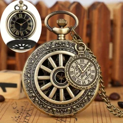 Qing Gu hollow flip pocket watch Roman digital quartz pocket watch pendant decoration fashionable trend for men and women
