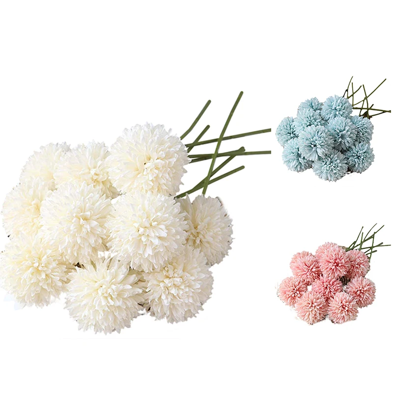 HOT-Artificial Flowers Chrysanthemum Ball Flowers Bouquet 10Pcs Present For Important People Glorious Moral