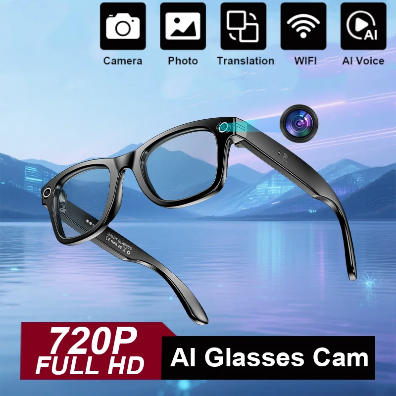 

Умные Bluetooth-очки IP65 Водонепроницаемые видеозаписи AI Распознавание фотографий Ответ Перевод Вызов Большая батарея Стекло