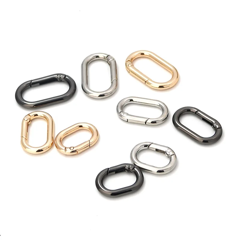 50Pcs Openable Spring Oval Ring 16mm-40mm Leather Bag Handbag Strap Buckle Alloy Trigger Keyring Hook Clip Silver Gun Black Gold