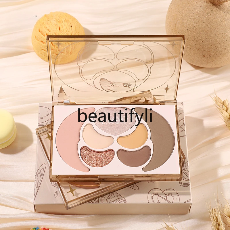 

Seven-color eyeshadow disc, chestnut croissant high-gloss earth-tone matte grooming blush, facial comprehensive disc.