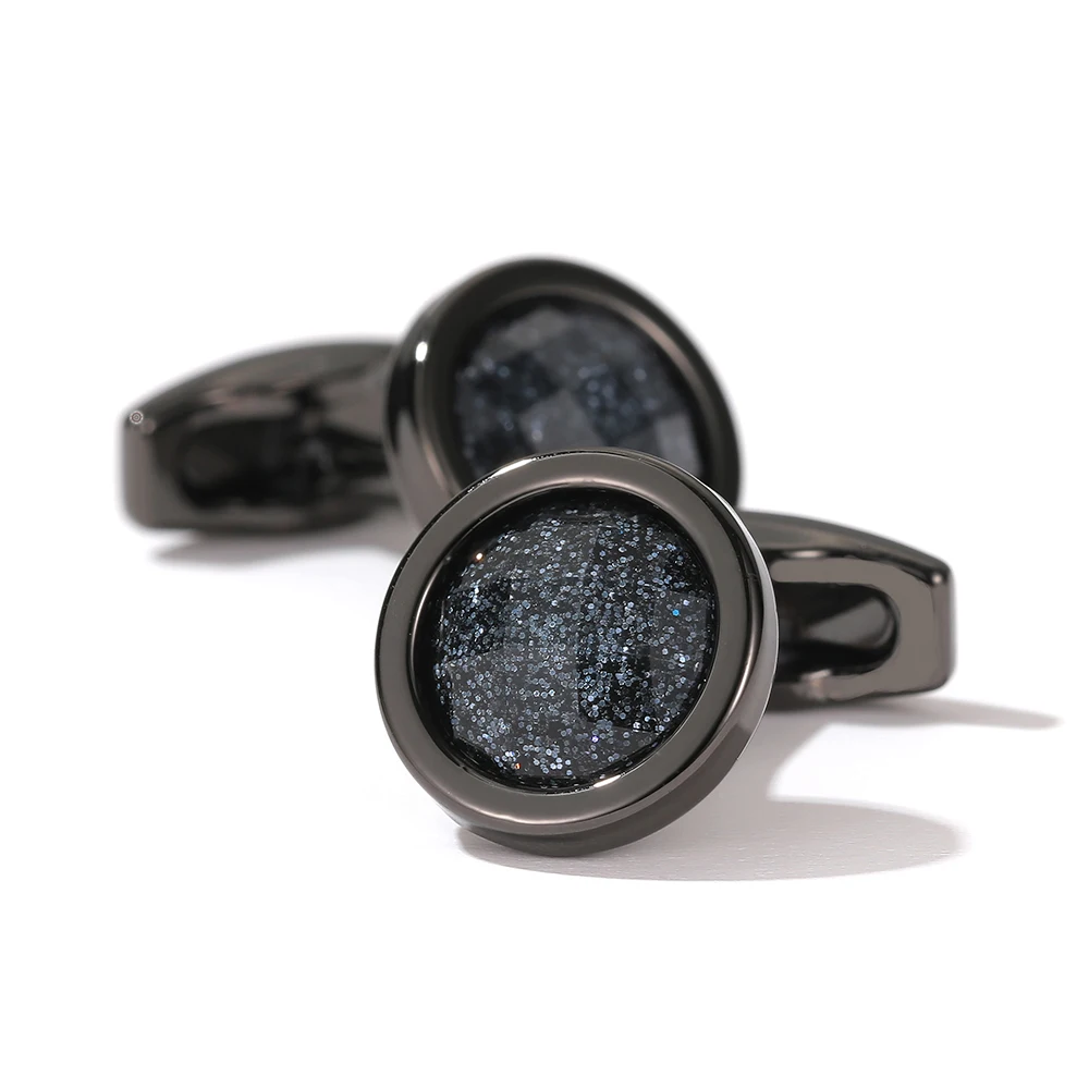 

Cufflinks for Men XK22042 Cute Sparkling Starry Sky Colored Stones Round Grey Dress Shirt Cuff Links Jewelry