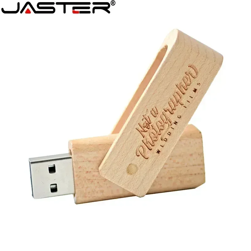 Free Custom Logo USB 2.0 Flash Drive Portable Wooden Pen Drive Real Capacity Gift Box Memory Stick 64GB/32GB/16GB/8GB/4GB U Disk