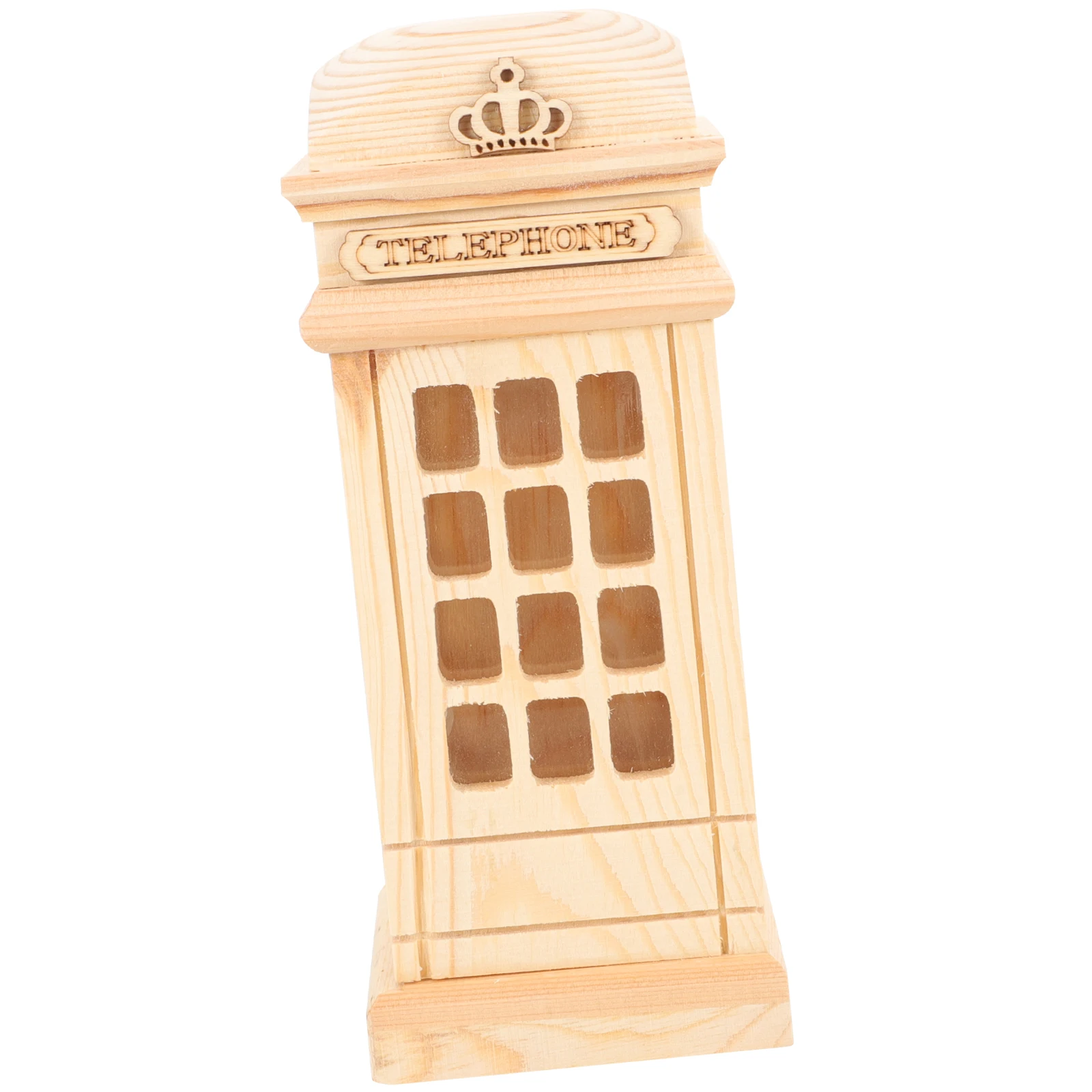 

Wooden Piggy Bank Unfinished DIY Craft Kids Adults Money Saving Jar Telephone Change Container Vintage Statue