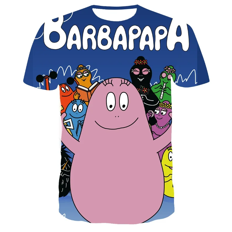 Cartoon Anime Barbapapa 3D Print T Shirt Kids Streetwear Round Neck Short Sleeve Fashion Harajuku Street Men Women Tops Tees