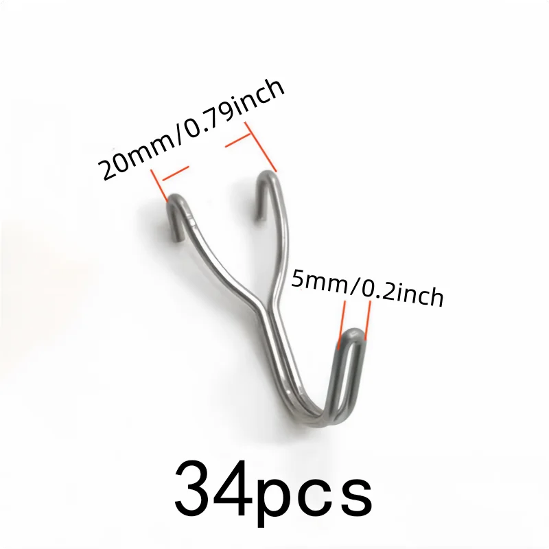 34 pcs 20mm Wall Storage Hooks, Strong Load Capacity and Easy Snap-On Pegboard Fit, ideal for Workshop Organizer