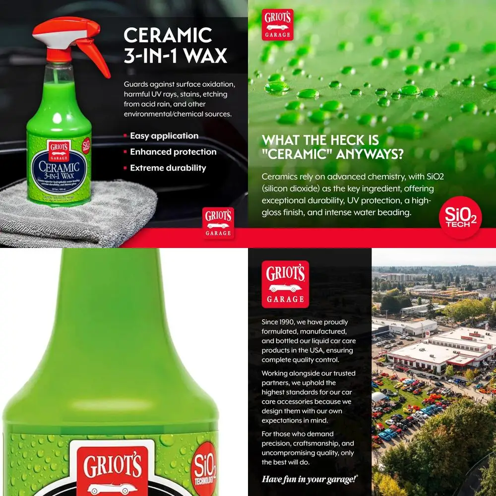 

Ceramic 3-in-1 Wax, SiO2 Spray for Cars, Trucks, and RV’s, Provides Protection and Water Beading on Paint, Wheels, Plastic, Rubb
