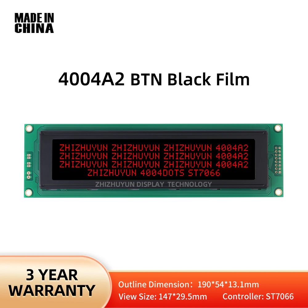 Support Customized LCD 4004A2 LCD Module BTN Black Film Red Font 190*54*13.1 LCM Parallel Port