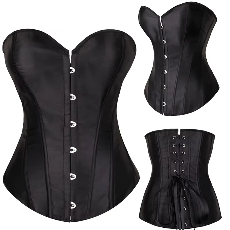 Waist Trainer Corset Top Bustiers Overbust Satin Sexy Costume Corselet Brocade Vintage Style Bridal Korsett Women Shapewear