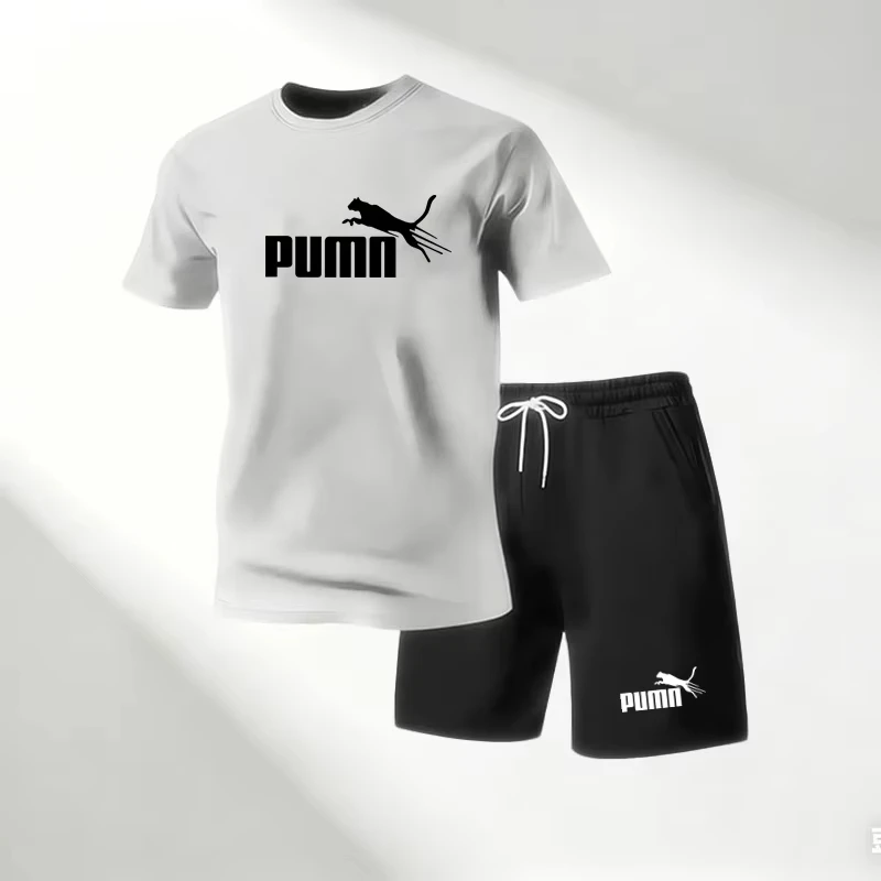 Hot Sale 2026 Men's T-Shirts Sets O-Neck Short Sleeve+Sports Shorts Quick Dry Casual Street Fashion Home Outdoor Running 2 Piece